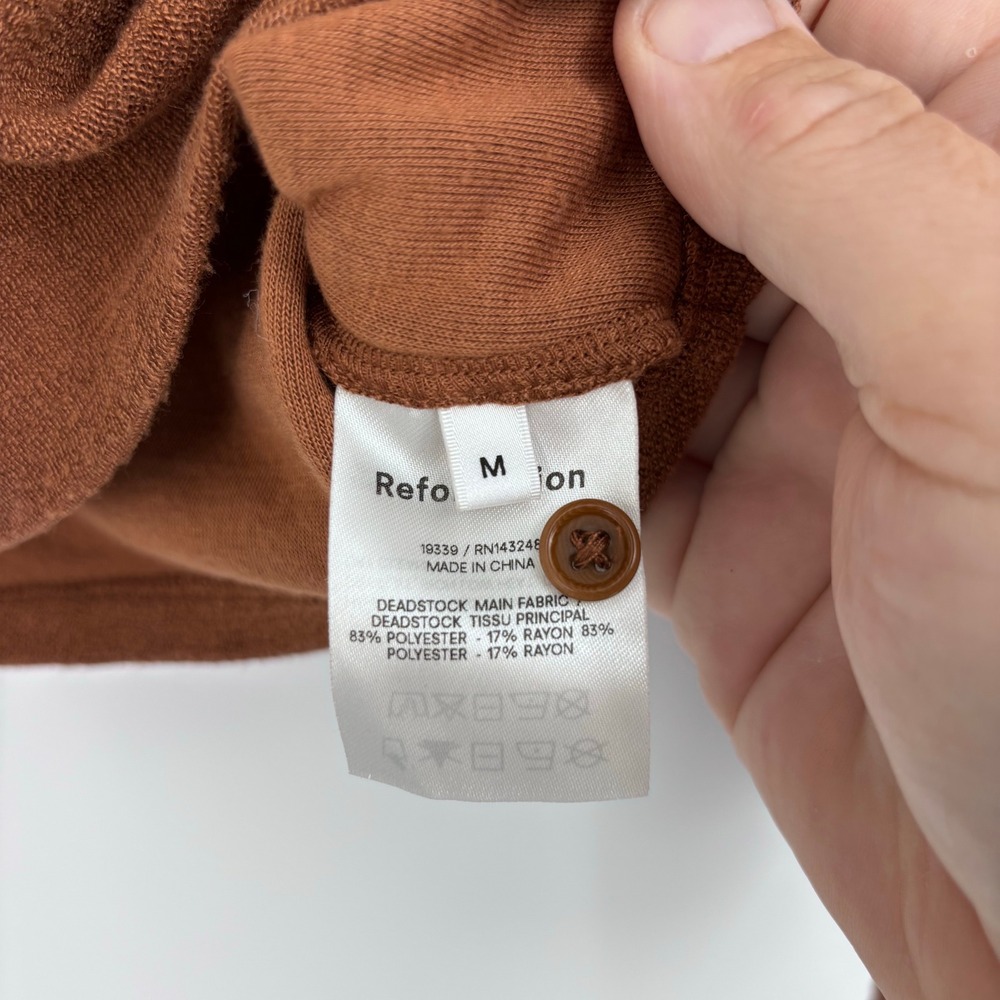 Reformation Cropped Cardigan Sweater Womens M Brown Knit Button Up Layering - Picture 3 of 7